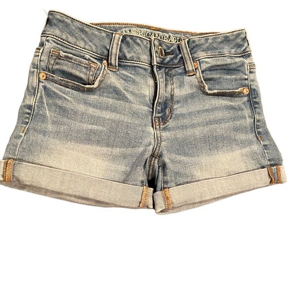 American Eagle Super Super Stretch Jean Shorts Size 0 - Picture 1 of 9